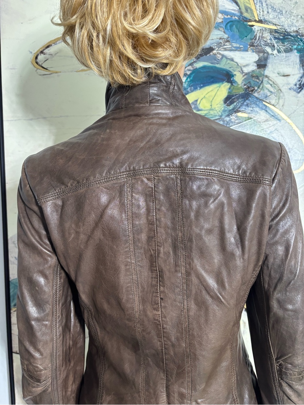 Danier Brown Asymmetrical Leather Moto Jacket - Picture 8 of 16